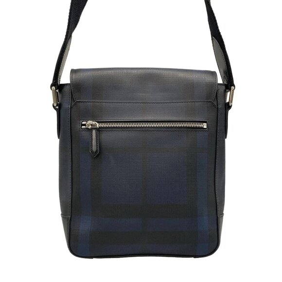 Auth Burberry - Navy Black PVC Leather Shoulder Bag - Picture 3 of 10